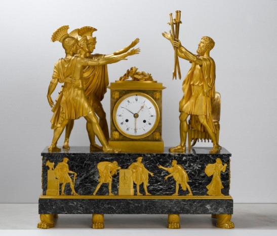 Uhr mit dem Schwur der Horatier, Residenz München, Raum 14b, Bronze, um 1805, wohl Claude Galle